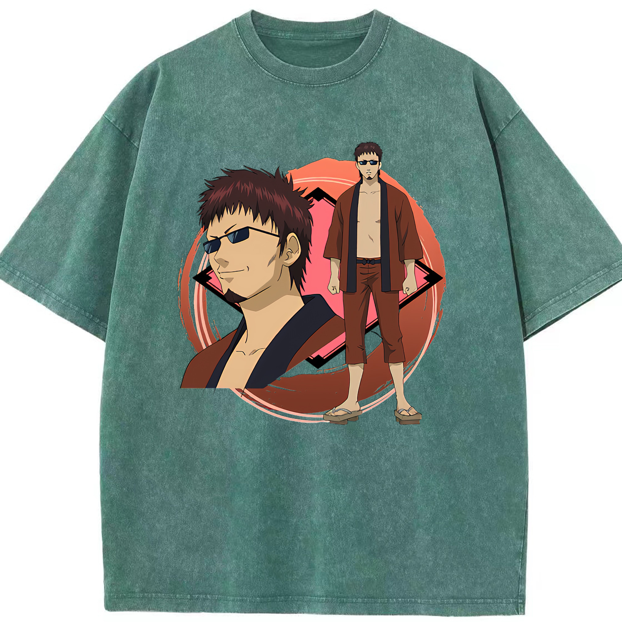 （画像用） ぎんたま 坂田銀時（さかたぎんとき） 神楽 志村新八（しむら しんぱち） GINTAMA Sakata Gintoki Kagura Shimura Shinpachi 綿100% ヴィンテージ風 半袖Tシャツ（フロントプリント）